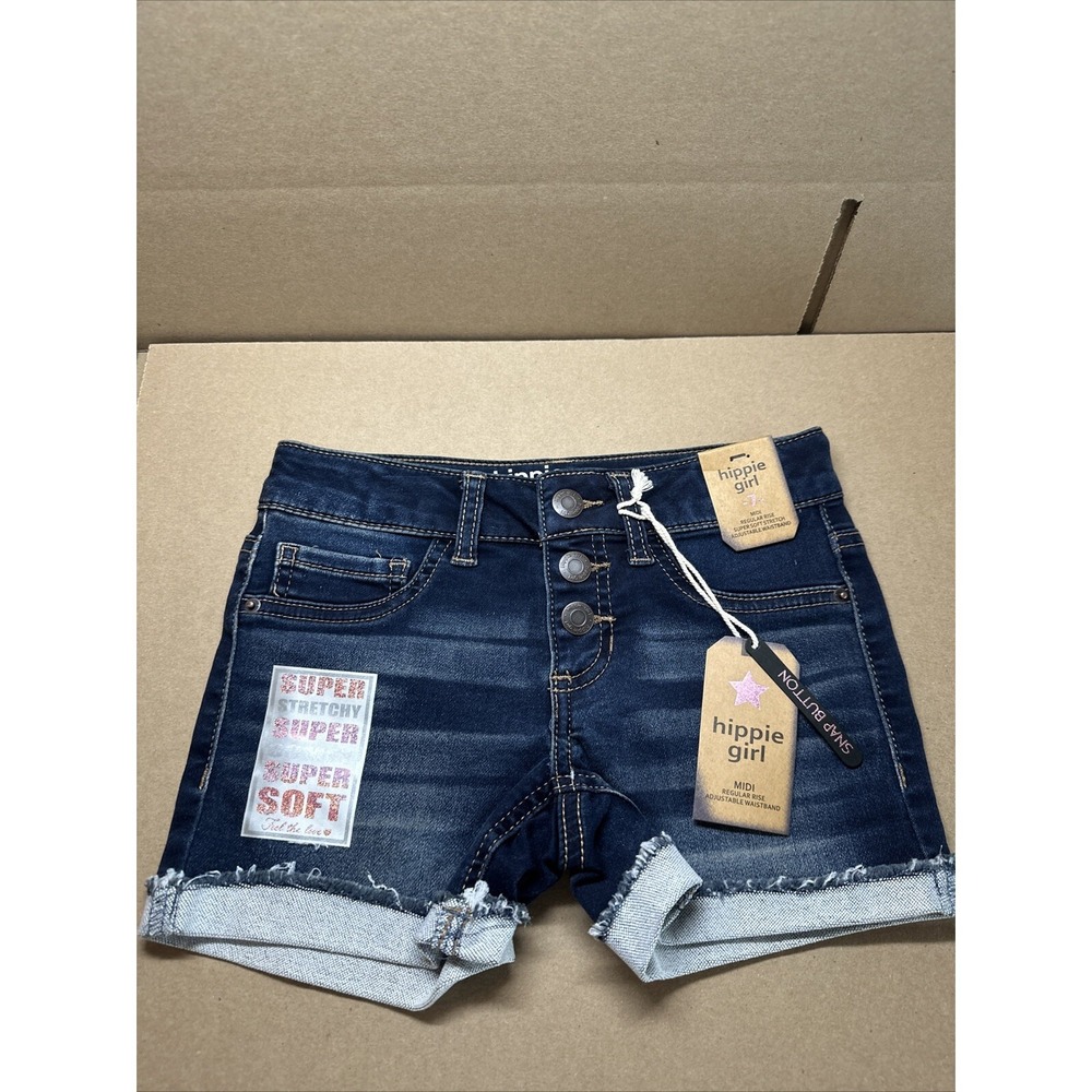 NWT Hippie Girl Denim Shorts Midi Regular Rise Sz 7